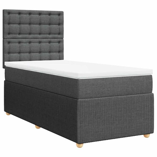 vidaXL Sommier &agrave; lattes de lit avec matelas Gris fonc&eacute; 80x200 cm Tissu