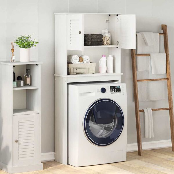 vidaXL Cabinet pour lave-linge avec porte VIGO Blanc et Blanc Antique