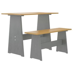 vidaXL Table &agrave; manger et banc REINE marron miel gris bois pin solide