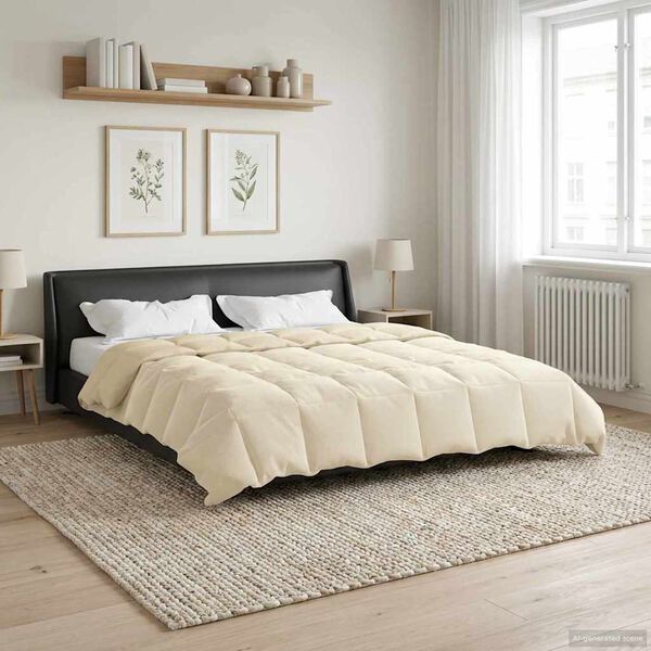 vidaXL Duvet d'hiver Matelass&eacute; Cr&egrave;me 200 x 240 cm Microfibre