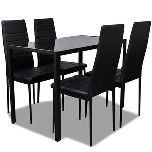 vidaXL Ensemble de salle &agrave; manger 5 pcs Cuir synth&eacute;tique Noir