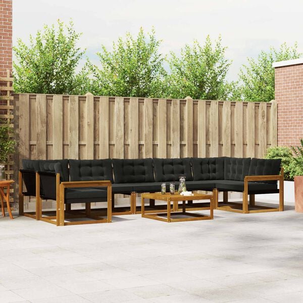 vidaXL Ensemble de canap&eacute;s d'ext&eacute;rieur 8 pcs Naturel et Noir