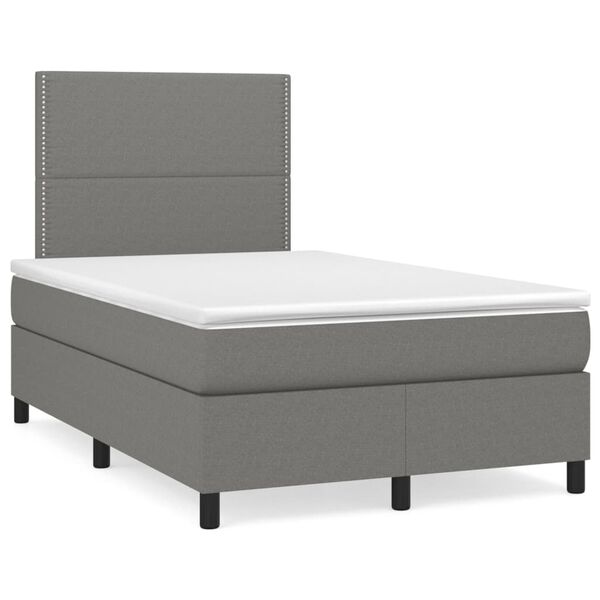 vidaXL Sommier &agrave; lattes de lit avec matelas Gris fonc&eacute; 120x200cm Tissu