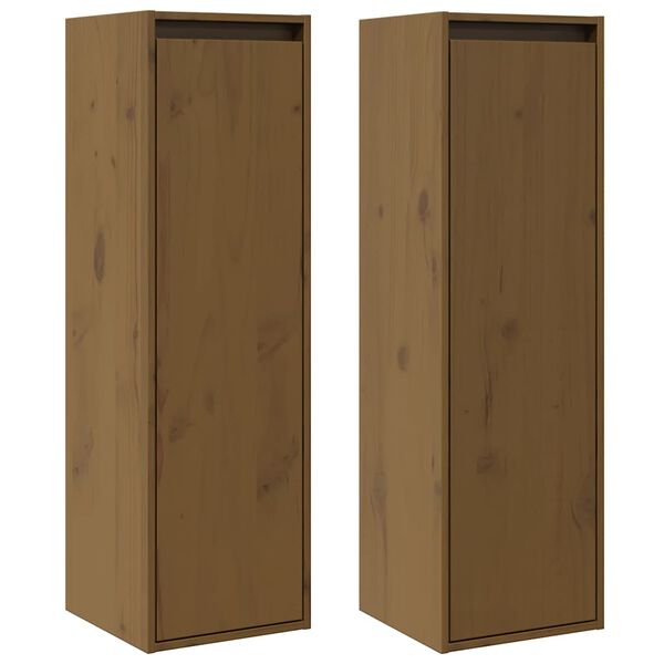 vidaXL Armoires murales 2 pcs Marron miel 30x30x100 cm Pin massif