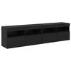 vidaXL Meubles TV muraux avec LED 2 pcs Ch&ecirc;ne noir 80 x 30 x 40 cm