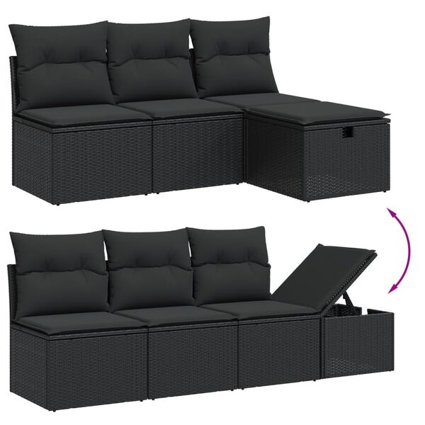 vidaXL Salon de jardin 9 pcs avec coussins noir r&eacute;sine tress&eacute;e
