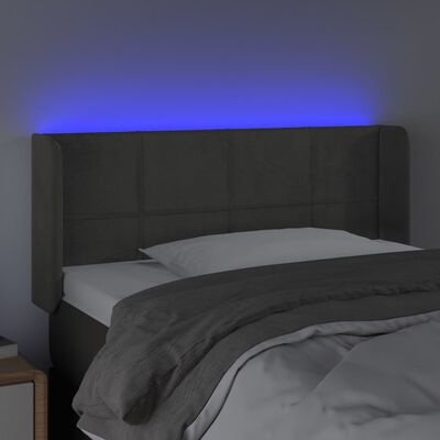 vidaXL Tête de lit à LED Gris foncé 103x16x78/88 cm Velours