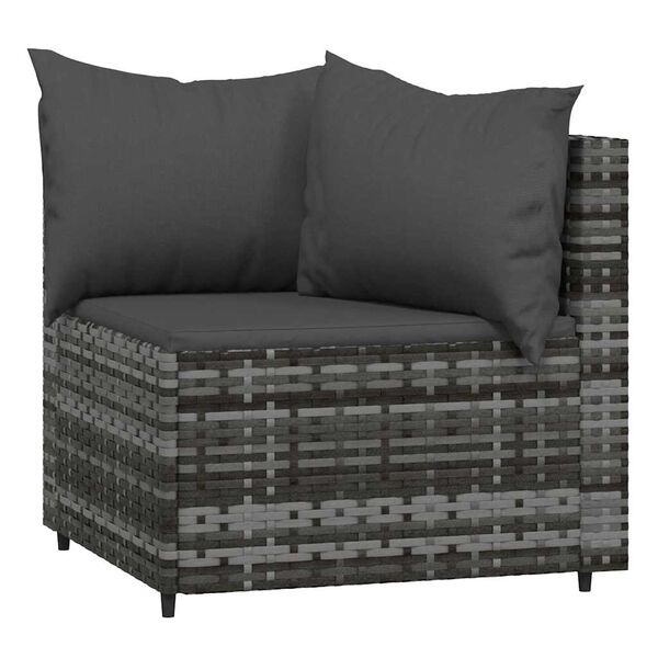 vidaXL Salon de jardin 3 pcs avec coussins Gris R&eacute;sine tress&eacute;e