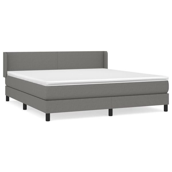 vidaXL Sommier &agrave; lattes de lit avec matelas Gris fonc&eacute; 160x200cm Tissu
