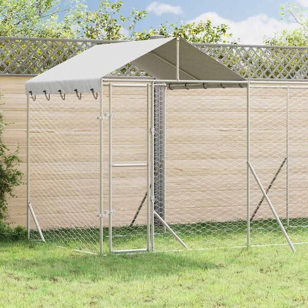 vidaXL Chenil d'ext&eacute;rieur pour chiens avec toit argent&eacute; 6x2x2,5 m