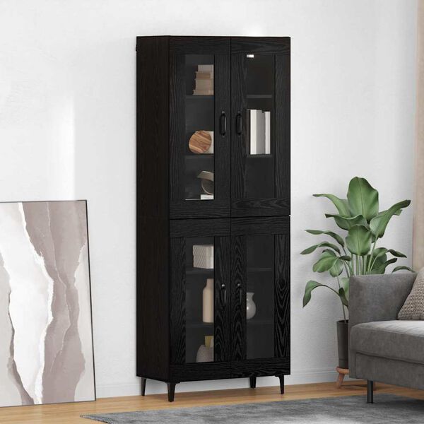 vidaXL Haut Armoire Ch&ecirc;ne noir 69,5 x 34 x 180 cm Bois d'ing&eacute;nierie