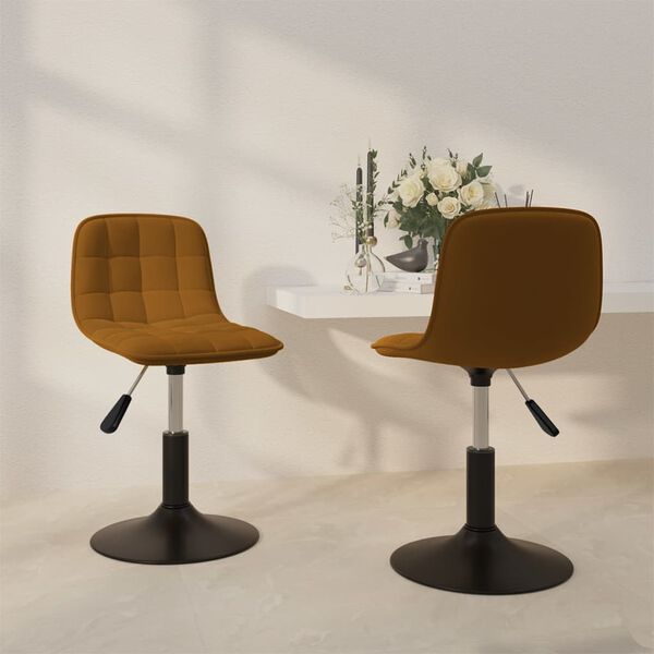 vidaXL Chaises pivotantes &agrave; manger lot de 2 marron velours