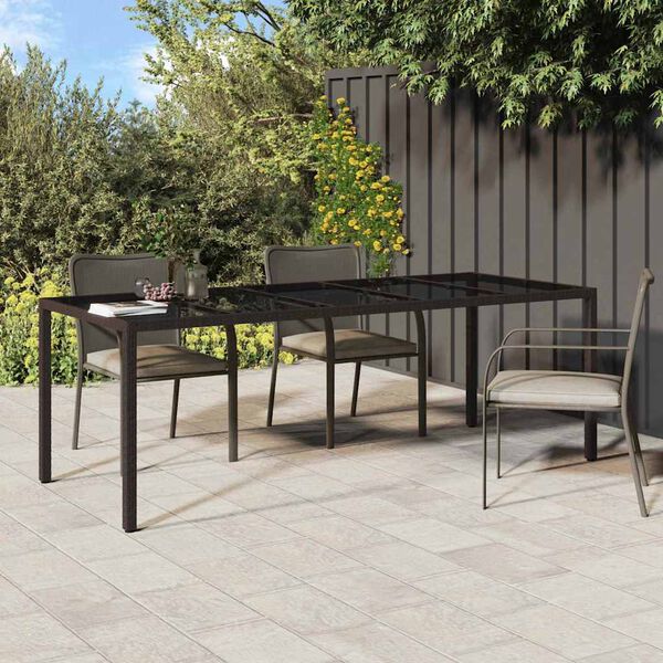 vidaXL Table de jardin pour repas Marron 250 x 100 x 75 cm polyrotin