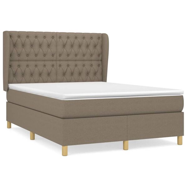 vidaXL Sommier &agrave; lattes de lit avec matelas Taupe 140x200 cm Tissu
