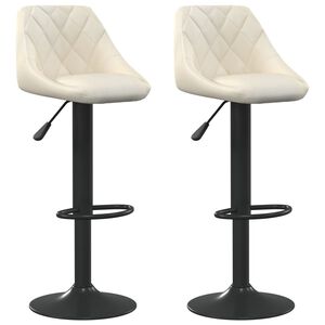 vidaXL Tabourets de bar lot de 2 cr&egrave;me velours