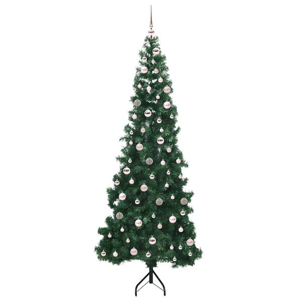 vidaXL Arbre de No&euml;l artificiel d'angle Vert 240 cm PVC et m&eacute;tal