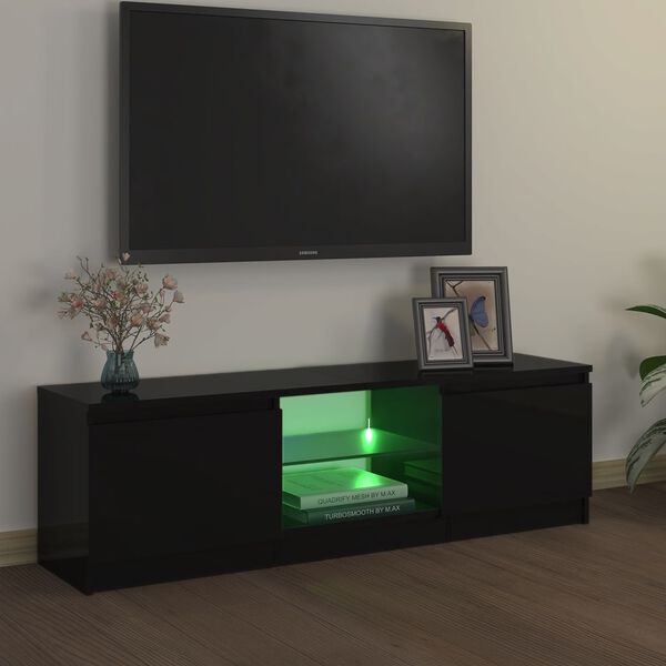 vidaXL Meuble TV avec lumières LED Noir 120x30x36 cm