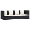 vidaXL Lit de jardin avec coussin et oreillers R&eacute;sine tress&eacute;e Noir