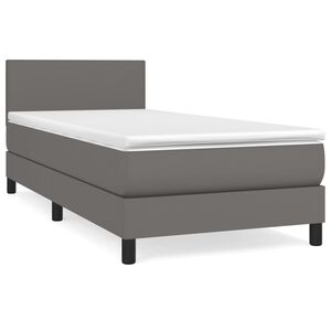 vidaXL Sommier &agrave; lattes de lit avec matelas Gris 90x190 cm Similicuir
