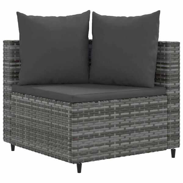 vidaXL Salon de jardin 5 pcs avec coussins gris résine tressée