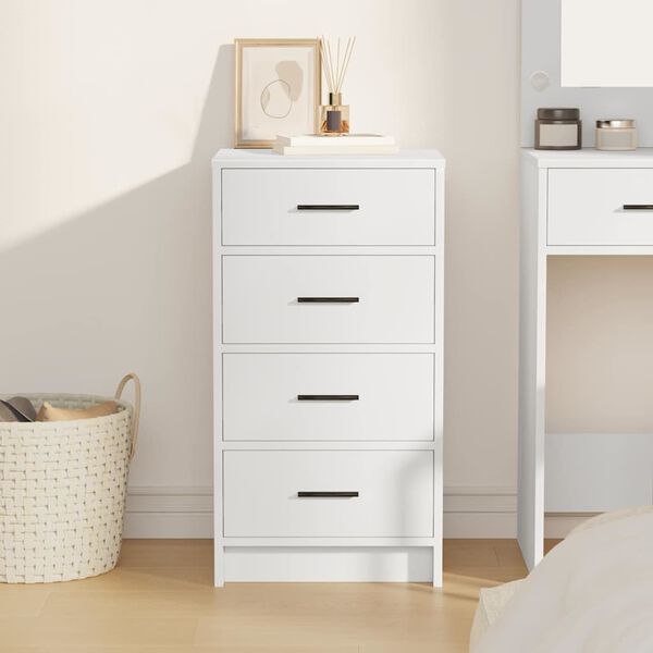 vidaXL Buffet avec tiroir Blanc 40 x 41 x 75 cm Bois d'ing&eacute;nierie