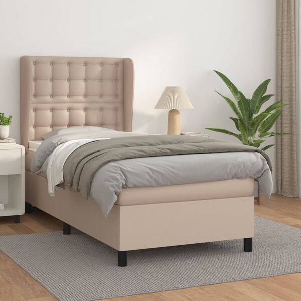 vidaXL Sommier &agrave; lattes de lit avec matelas Cappuccino 100x200 cm