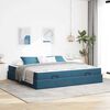 vidaXL Cadre de lit avec matelas avec matelas 2 pcs Bleu Velours