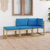 vidaXL Salon de jardin 3 pcs avec coussins bleu clair