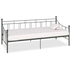 vidaXL Cadre de lit de repos sans matelas gris m&eacute;tal 90x200 cm