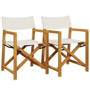 vidaXL Chaises de r&eacute;alisateur pliables lot de 2 blanc cr&egrave;me tissu