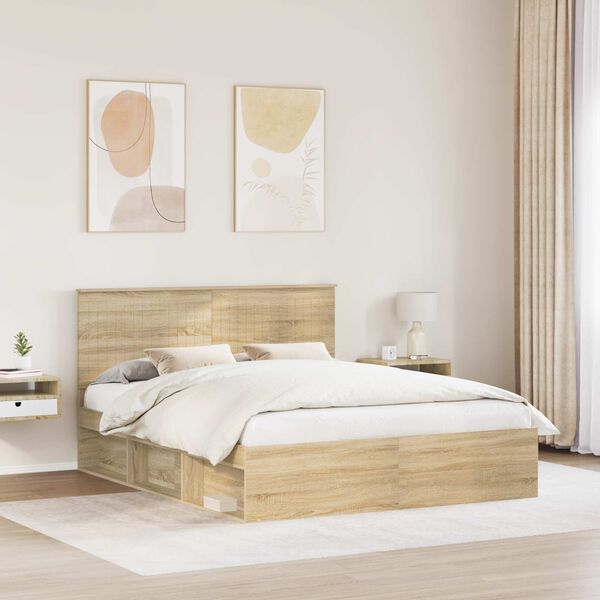 vidaXL Cadre de lit Sonoma 160 x 200 cm Bois de pin massif