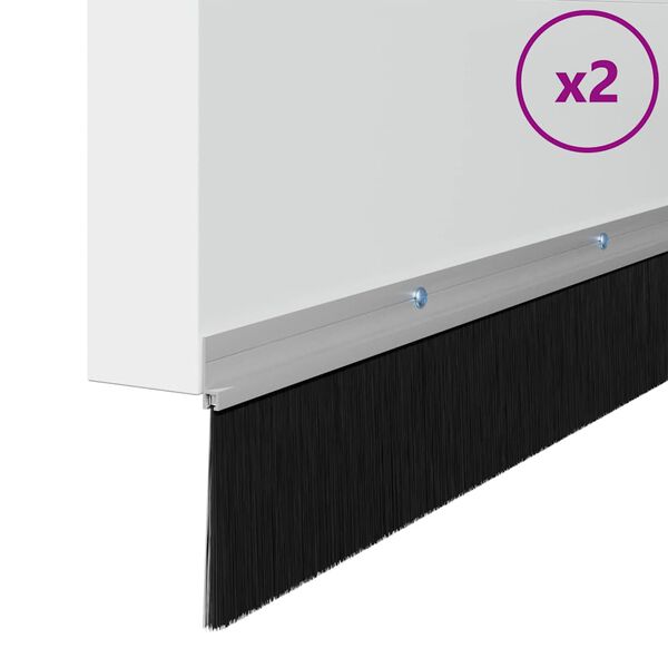 vidaXL Brosses d'&eacute;tanch&eacute;it&eacute; pour porte &agrave; visser 2 pcs Argent 100 cm
