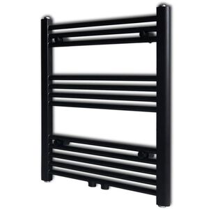 vidaXL S&egrave;che-serviettes eau chaude &agrave; rails droits noir 600x764 mm