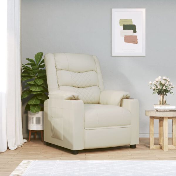 vidaXL Fauteuil inclinable Cr&egrave;me Similicuir