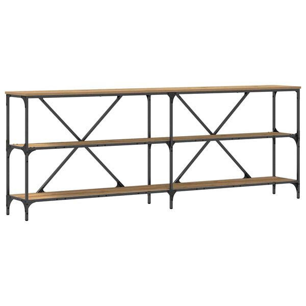 vidaXL Table console Ch&ecirc;ne artisan 200 x 30 x 75 cm Bois d'ing&eacute;nierie