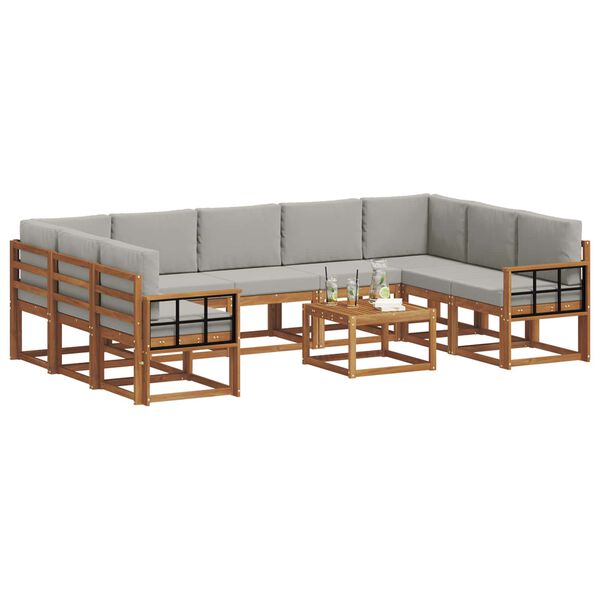 vidaXL Ensemble de canap&eacute;s d'ext&eacute;rieur 10 pcs Gris Naturel et Clair
