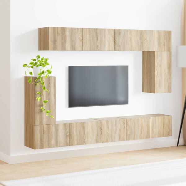 vidaXL Ensemble meuble TV 5 pcs Ch&ecirc;ne Sonoma Bois d'ing&eacute;nierie