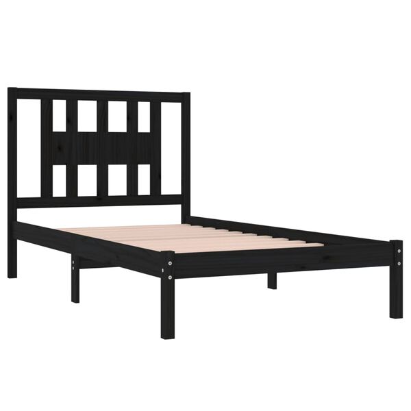 vidaXL Cadre de lit sans matelas noir bois massif 100x200 cm