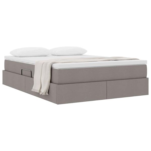 vidaXL Lit avec rangement et matelas Taupe 140 x 190 cm Polyester