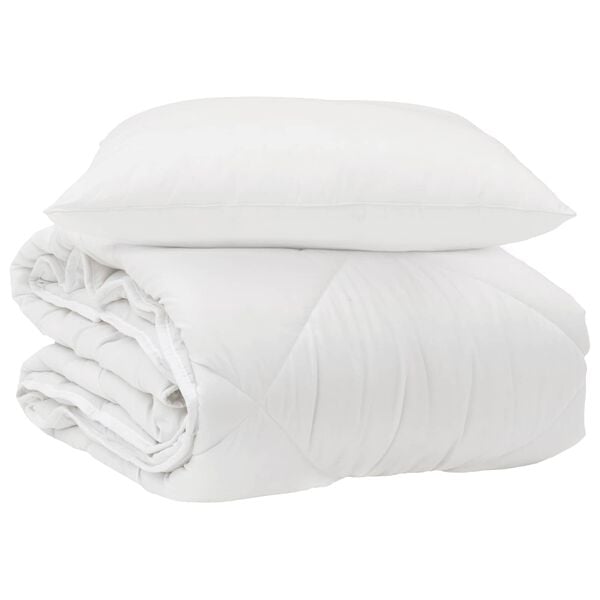 vidaXL Duvet toutes saisons avec oreiller 2 pcs Blanc Microfibre