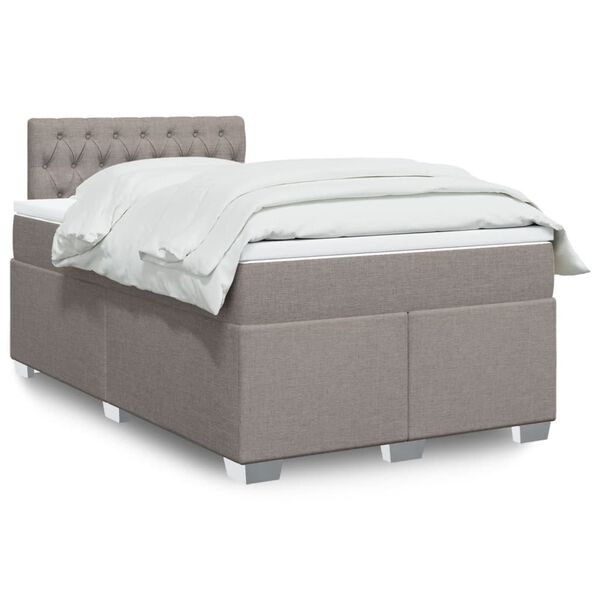 vidaXL Sommier &agrave; lattes de lit avec matelas Taupe 120x200 cm Tissu