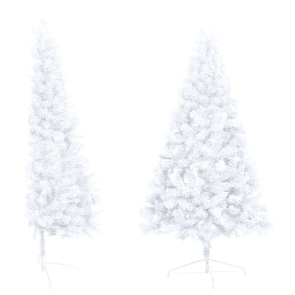 vidaXL Demi-arbre de No&euml;l artificiel pr&eacute;-&eacute;clair&eacute; et boules blanc 240cm
