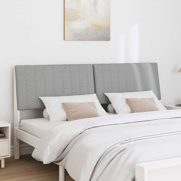 vidaXL T&ecirc;te de lit capitonn&eacute;e Gris clair 180 cm Pin massif