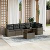 vidaXL Salon de jardin avec coussins 7 pcs gris r&eacute;sine tress&eacute;e