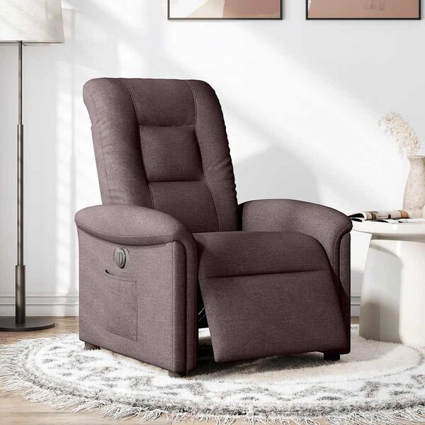 vidaXL Fauteuil inclinable électrique Marron foncé Tissu