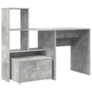 vidaXL Bureau Gris b&eacute;ton Bois d'ing&eacute;nierie 131,5 x 50 x 106,5 cm
