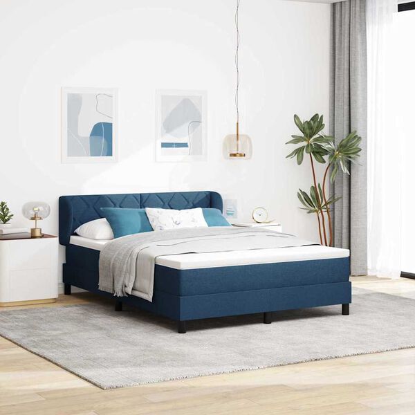 vidaXL Lit boxspring avec matelas avec matelas Bleu 140 x 190 cm tissu