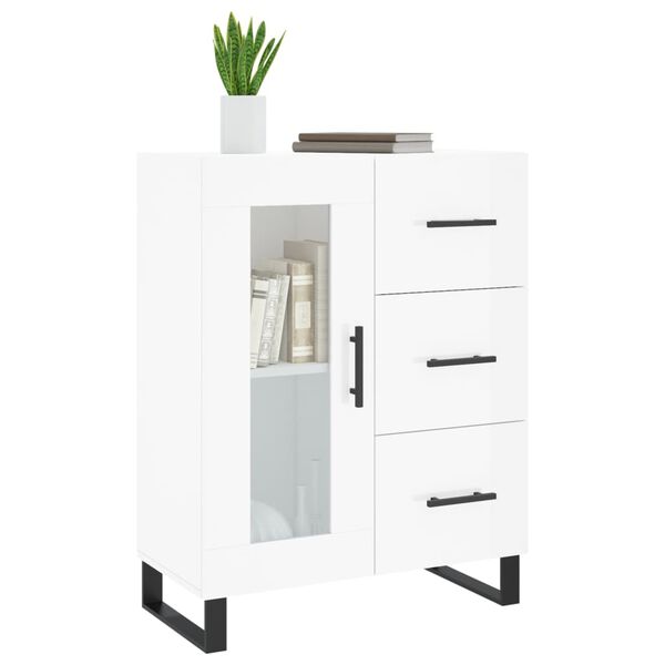vidaXL Buffet Blanc brillant 69,5x34x90 cm Bois d'ingénierie