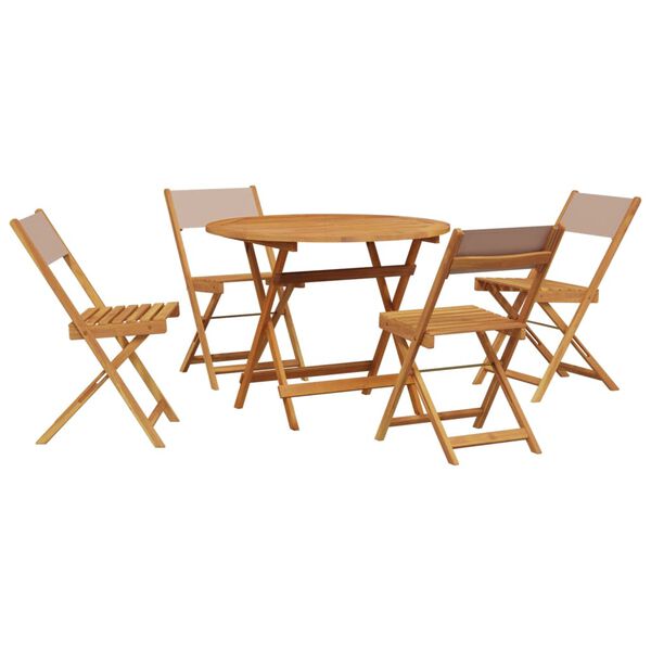 vidaXL Ensemble &agrave; manger de jardin 5 pcs taupe tissu et bois massif