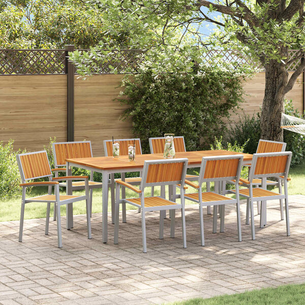 vidaXL Ensemble de salle &agrave; manger pour jardin 7 pcs Gris